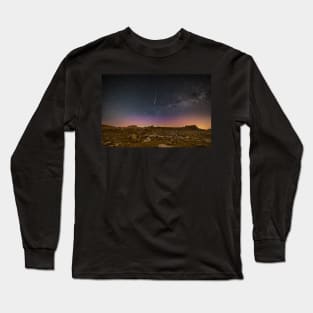 Aurora Borealis over Glyder Fawr in Snowdonia Long Sleeve T-Shirt